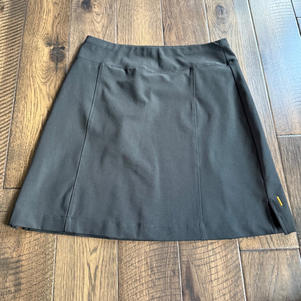 Lucy Tech Womens Athletic Skort Black Gray Built-in Liner Zipper Pocket Size S